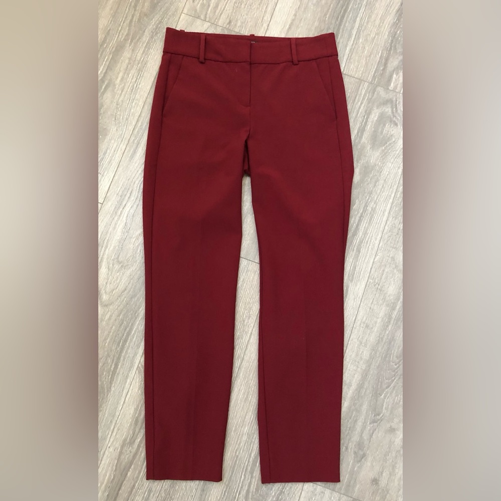 J.crew mercantile skinny ankle cropped pants burgundy 2